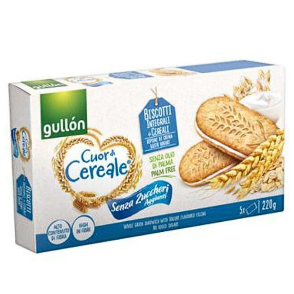 Cuor Di Cereale Crema Yogurt - Cereal Biscuits with Yoghurt Filling 220g GULLON