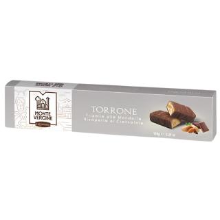 Crumbly Almonds Nougat - Covered with Dark Chocolate -Torrone Friabile alle Manorle Ricoperto al Cioccolato 150g MONTE VERGINE DI GENNARO