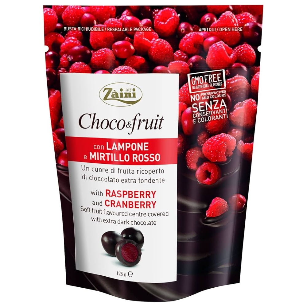 Dark Chocolate Balls with Raspberry & Cranberry Flavoured Filling 125g ZAINI