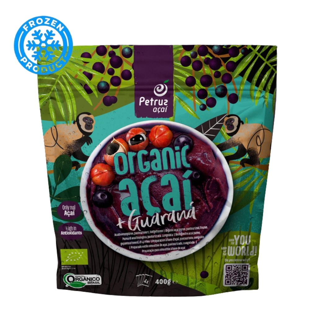 Βιολογικός Πολτός Acai με Γκουρανά Κατεψυγμένος 400g (4x100g) PETRUZ