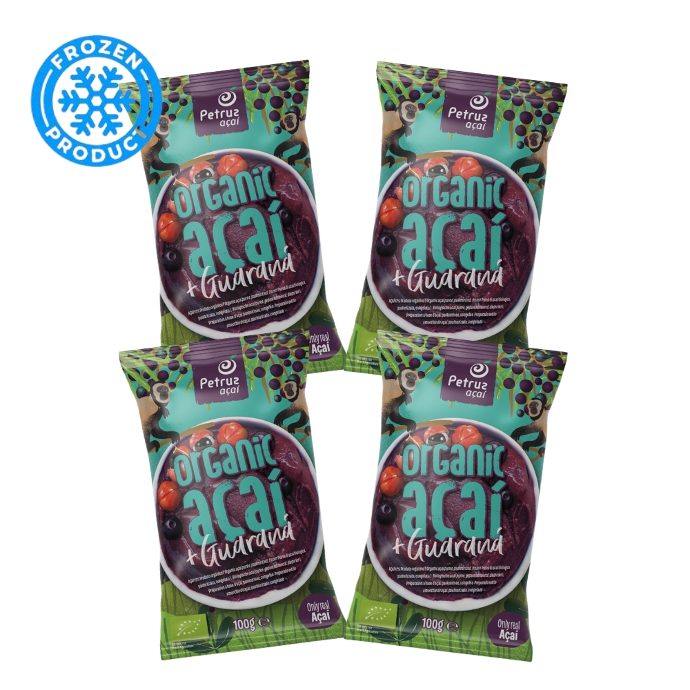 Βιολογικός Πολτός Acai με Γκουρανά Κατεψυγμένος 400g (4x100g) PETRUZ