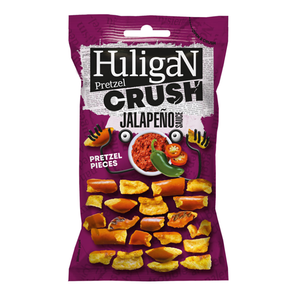 Jalapeno Flavored Crushed Pretzels Snack 65g HULIGAN PRETZEL